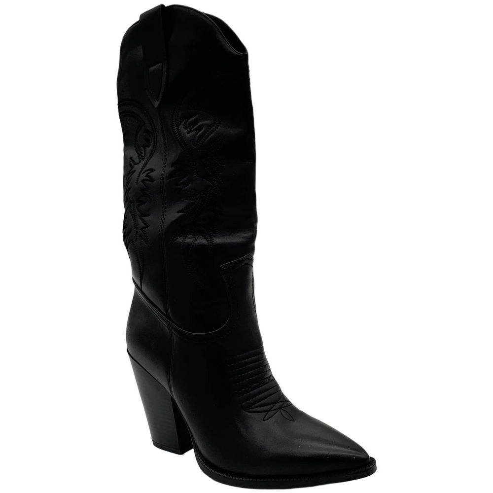 ISNOM Women's Cowboy Boots Black - Medium